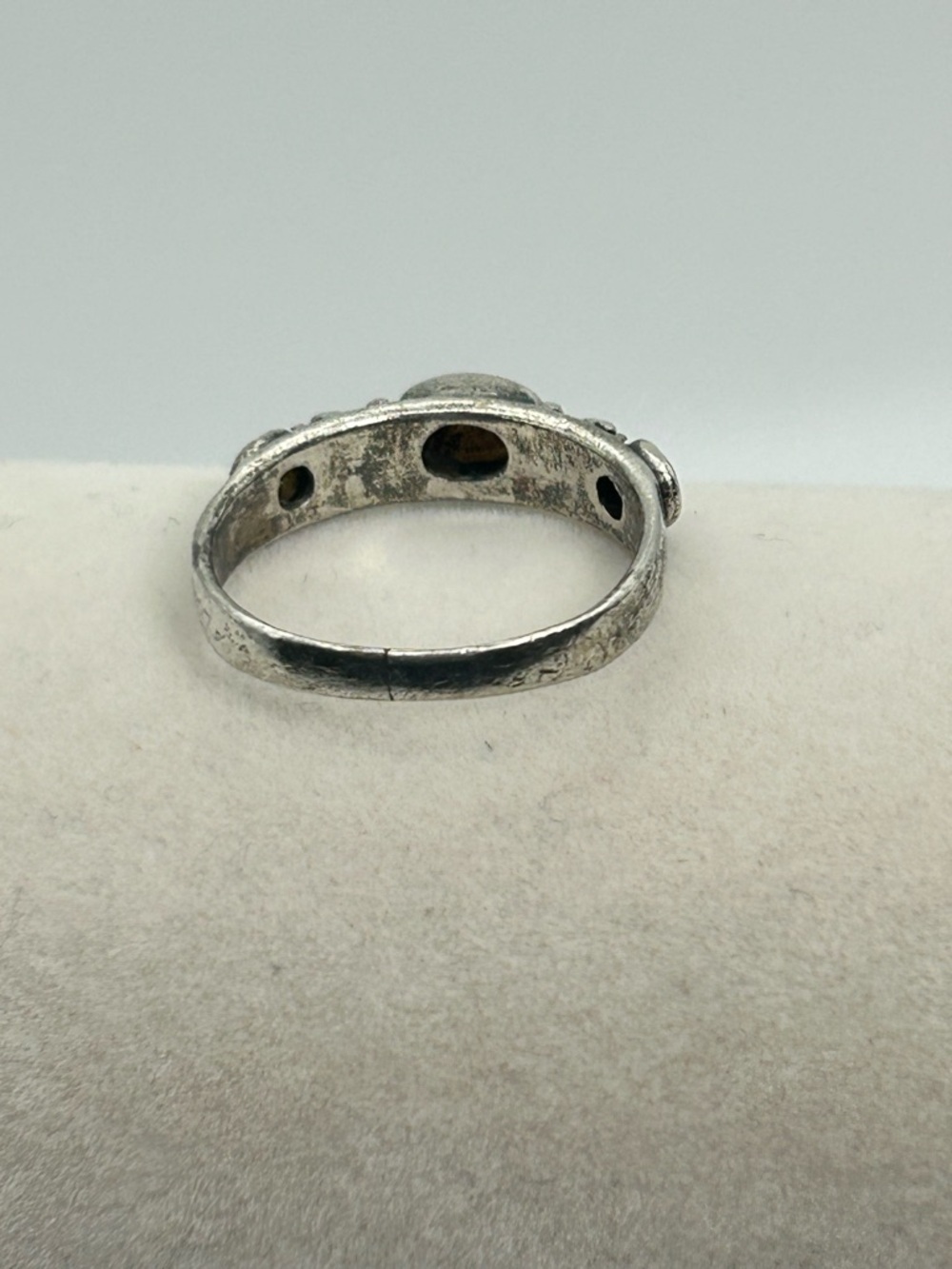 Sterling Silver Mother of Pearl Ring Size 6 Vintage Stamped 925 Patina - Picture 6 of 12
